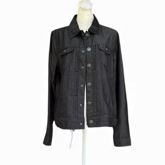 Tahari Lyocell Pintuck Jacket in Green/Black/Blue-Gray Size Medium NEW - Picture 6 of 14